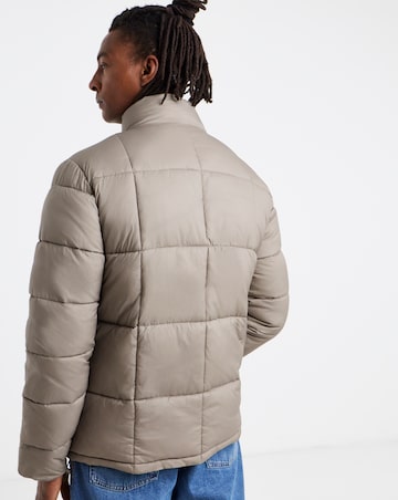 Neutral Square Quilt Puffer Jacket