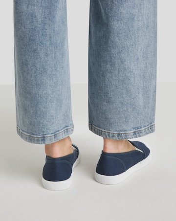 Simply Be Dalton Slip On Plimsole Trainers Wide E Fit