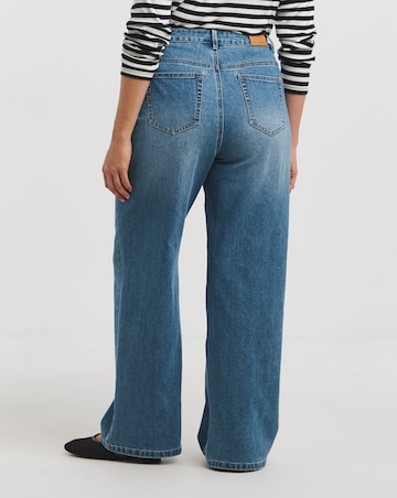 Simply Be Vintage Mid Blue Tie Front Wide Leg Jeans
