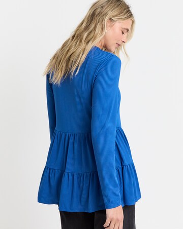Long Sleeve Ribbed Smock Top