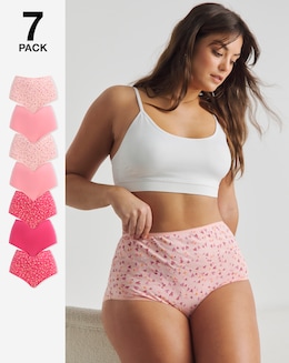 Pretty Secrets 7 Pack Full Fit Brief Knickers - Pink Hearts