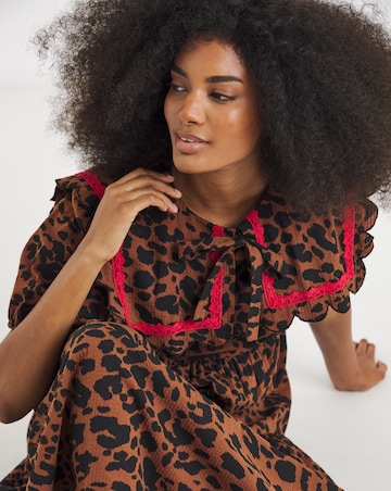 Neon Rose Leopard Midaxi Dress