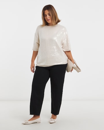 Cream Soft Touch Sequin Top