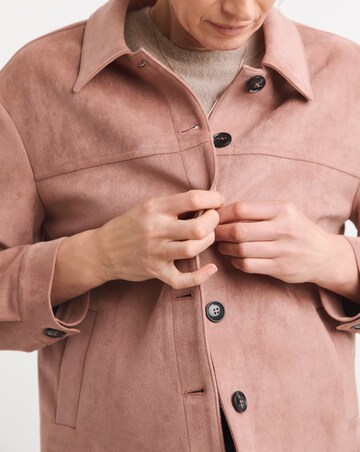 Blush Suedette Trucker Jacket