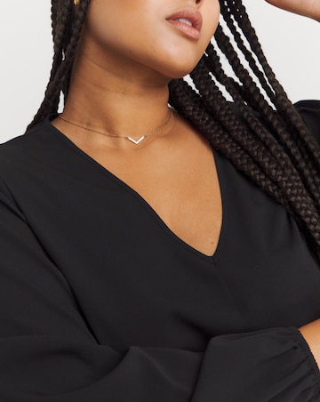 Black Longline V Neck Long Sleeve Boxy Top