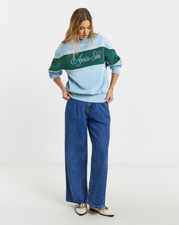 Simply Be Blue Apres Ski Graphic High Neck Sweatshirt