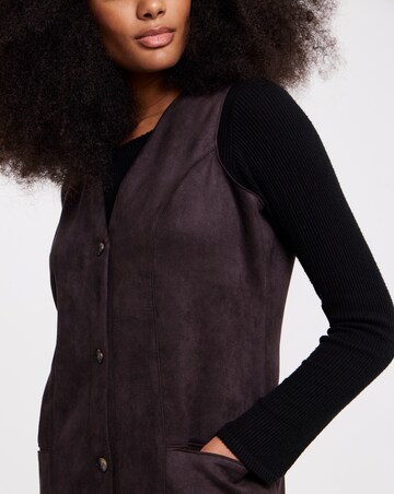 Simply Be Chocolate Suedette Button Through Midi Dress