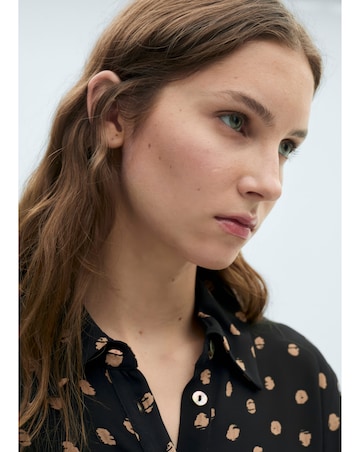 Mango Polka-dot shirt dress with Knot Detail