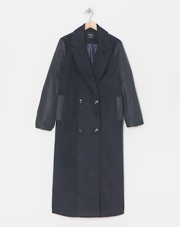 Navy Hybrid Bomber Longline Coat