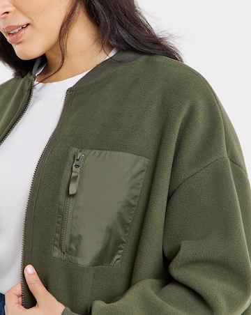 Khaki Micro Fleece Bomber Jacket