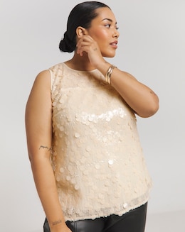 Joanna Hope Sequin Shell Top