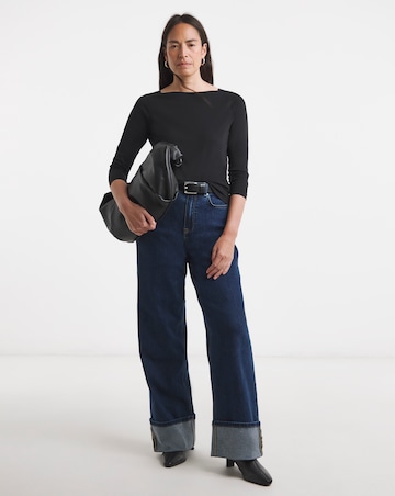 Slash Neck 3/4 Sleeve Top