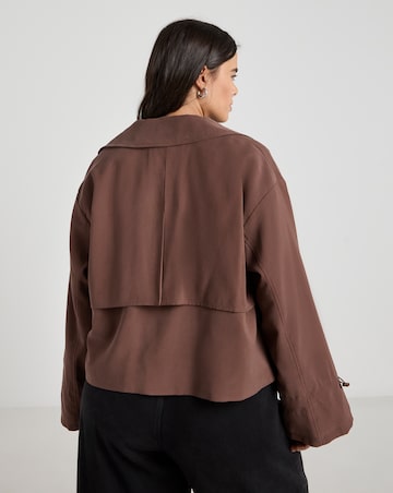 Simply Be Brown Drape Cropped Trench