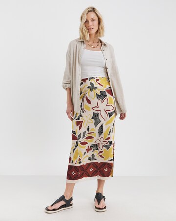 Graphic Print Midi Wrap Skirt