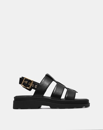 Clarks Black Orinoco3 Strap Leather Sandals - Wide Fit (E)