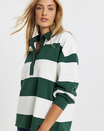 Stripe Polo Neck Sweatshirt