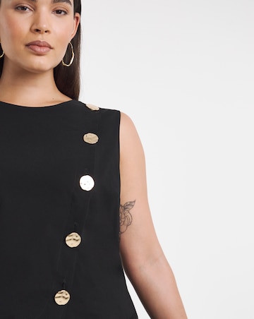 Black Bengaline 2 in 1 Waistcoat Midi Dress