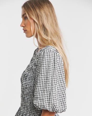 Simply Be Gingham Shirred Seersucker Blouse