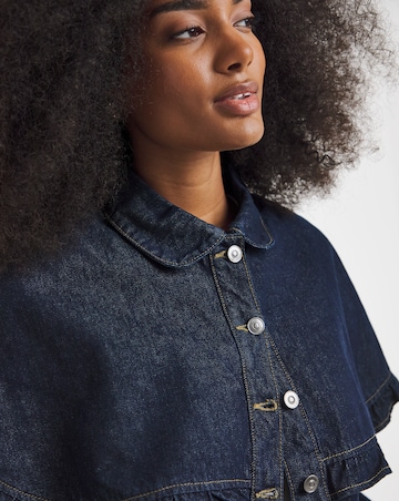 Neon Rose Denim Frill Shirt