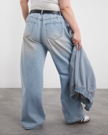 Pink Tint Pleat Detail Wide Leg Jean
