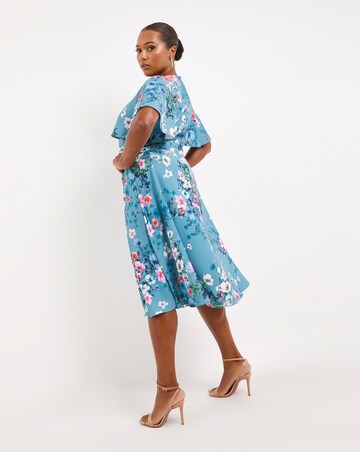 Joanna Hope Floral Print Angel Sleeve Dress