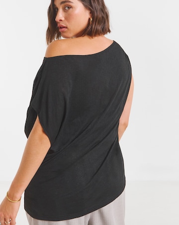 Black Off The Shoulder Mesh Top