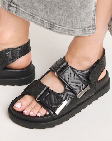 Jess Quilted Touch and Close Sandals Wide E Fit