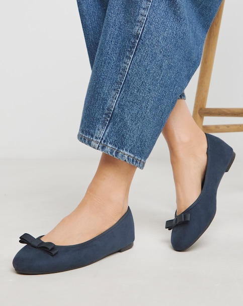 Simply Be Abundance Classic Bow Ballerina Shoes - Wide Fit (E)