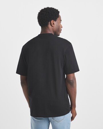 Union Embroid T-Shirt Long Length-Black