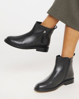 Camden Leather Side Zip Ankle Boots - Wide Fit (E)