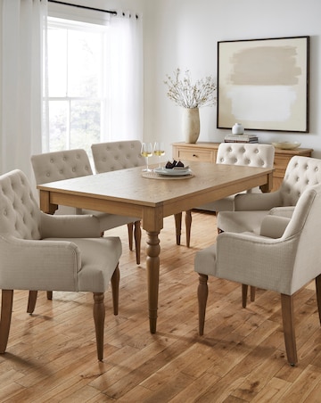 Margot Oak Dining Table with 6 Mae Chairs