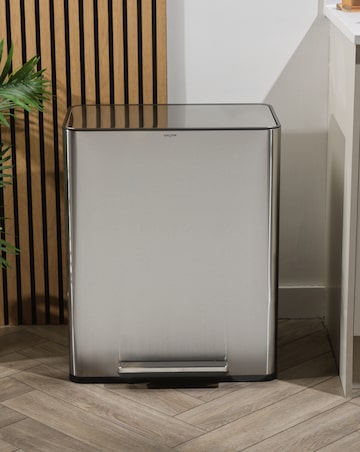 Salter Stainless Steel Dual Recycling Pedal Bin 60L