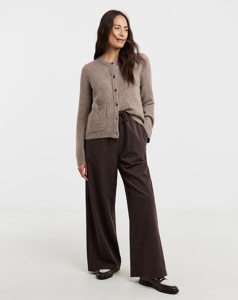 Cosy Yarn Mocha Crew Neck Cardigan