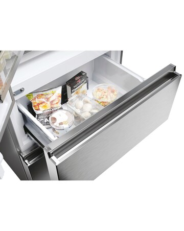 Haier HFR5719EWMP Total No Frost American Fridge Freezer Silver + Install