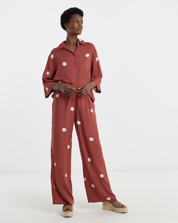 Linen Mix Wide Leg Trousers