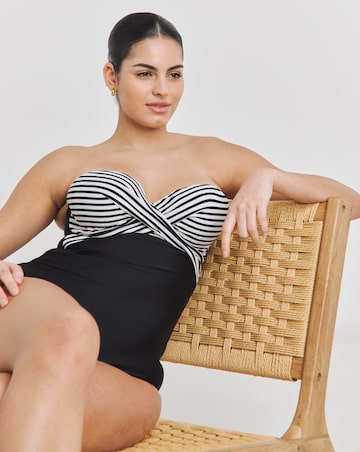 Figleaves Tailor Twist Underwired Bandeau Tummy Control Swimsuit - Longer Length