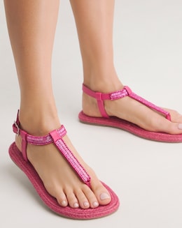 Simply Be Marcia Embellished Flat Sandals - Extra Wide Fit (EEE)