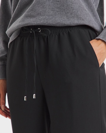 Black Drawcord Waist Relaxed Wide Leg Trousers