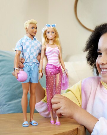 Barbie Ken Doll with Swim Trunks and Beach-Themed Accessories
