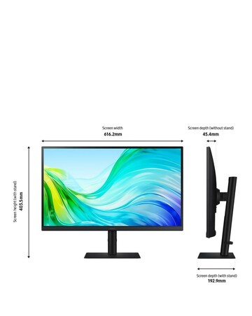 Samsung 27in ViewFinity S6 S61F 100Hz QHD Height Adjust Monitor - Black