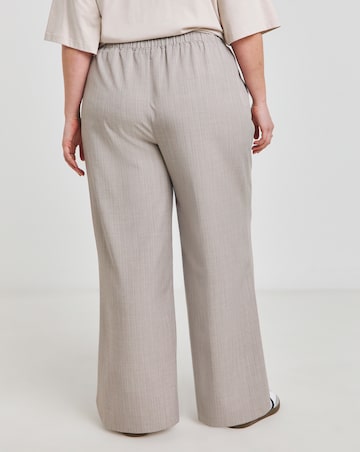 Taupe Pinstripe Wide Leg Trouser