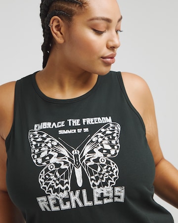 Black Reckless Slogan Tank