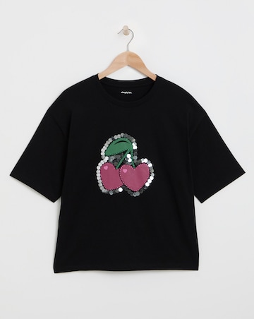 Black Embellished Cherries T-Shirt