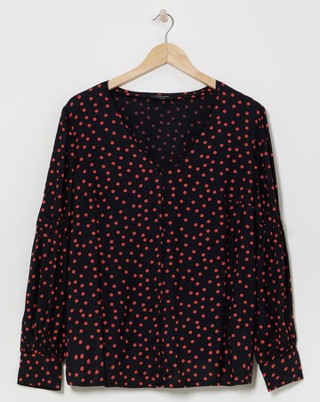 Orange Spot Volume Cuff Blouse