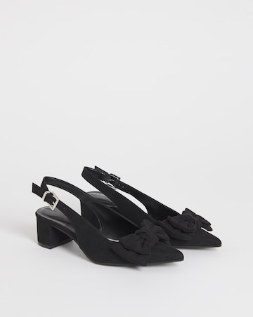Gianna Low Block Heel Slingback With Bow - Extra Wide Fit (EEE)