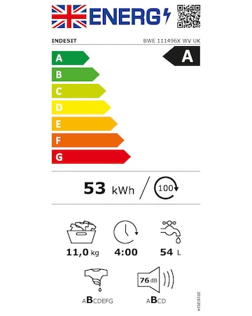Indesit BWE 111496X WV UK 11kg, 1400rpm, Washing Machine - White