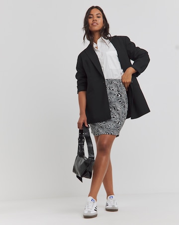 Mono Swirl Ponte Curved Hem Mini Skirt