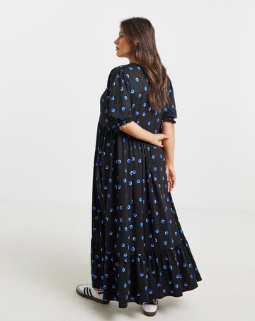 Spot Print Supersoft Tiered Midi Dress