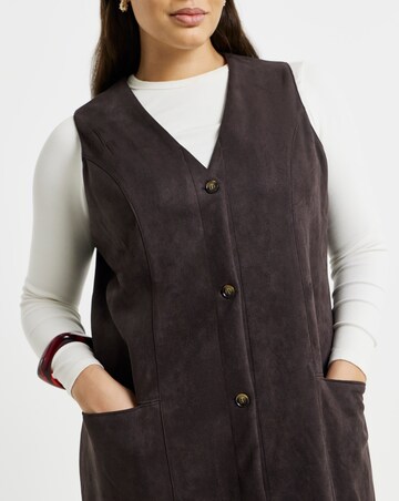 Simply Be Chocolate Suedette Button Through Midi Dress