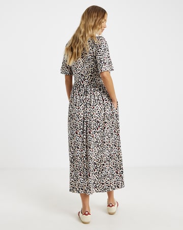 Leopard Supersoft Boat Neck Midi Dress